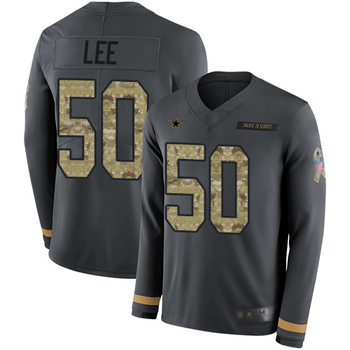 Men Dallas Cowboys Limited Black Sean Lee #50 Salute to Service Therma Long Sleeve NFL Jersey
